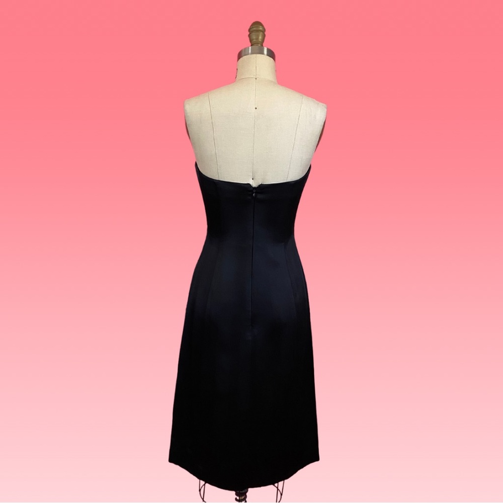 Vintage Y2K Goth Glam Made in ITALY Satin Brocade Pin Stripe Strapless Dress 4 - Picture 3 of 16